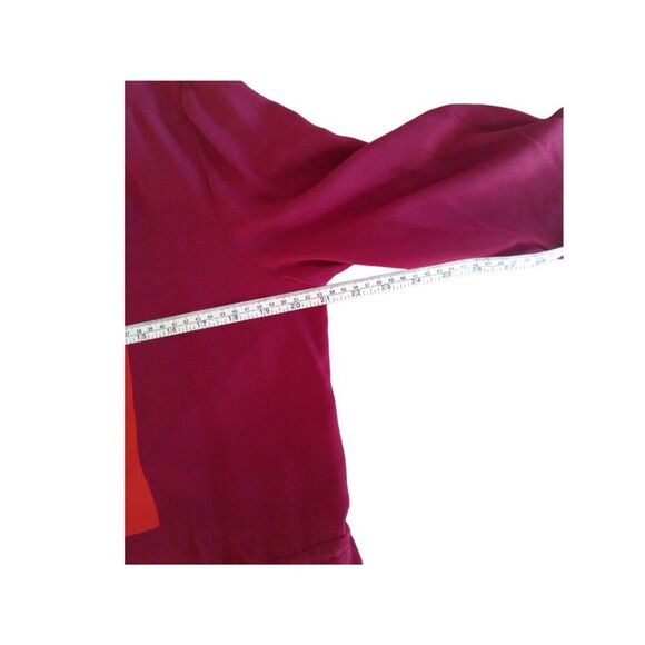 Fossil Rebecca Silk Shirtdress M Maroon Burgundy Colorblock Tie Waist - Picture 11 of 11